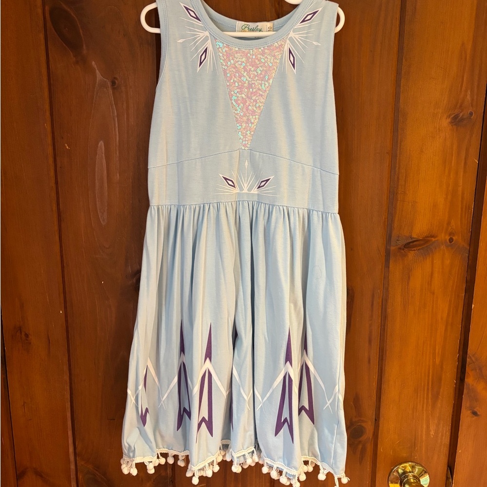 Charming Kids Dress in Light Blue and Purple